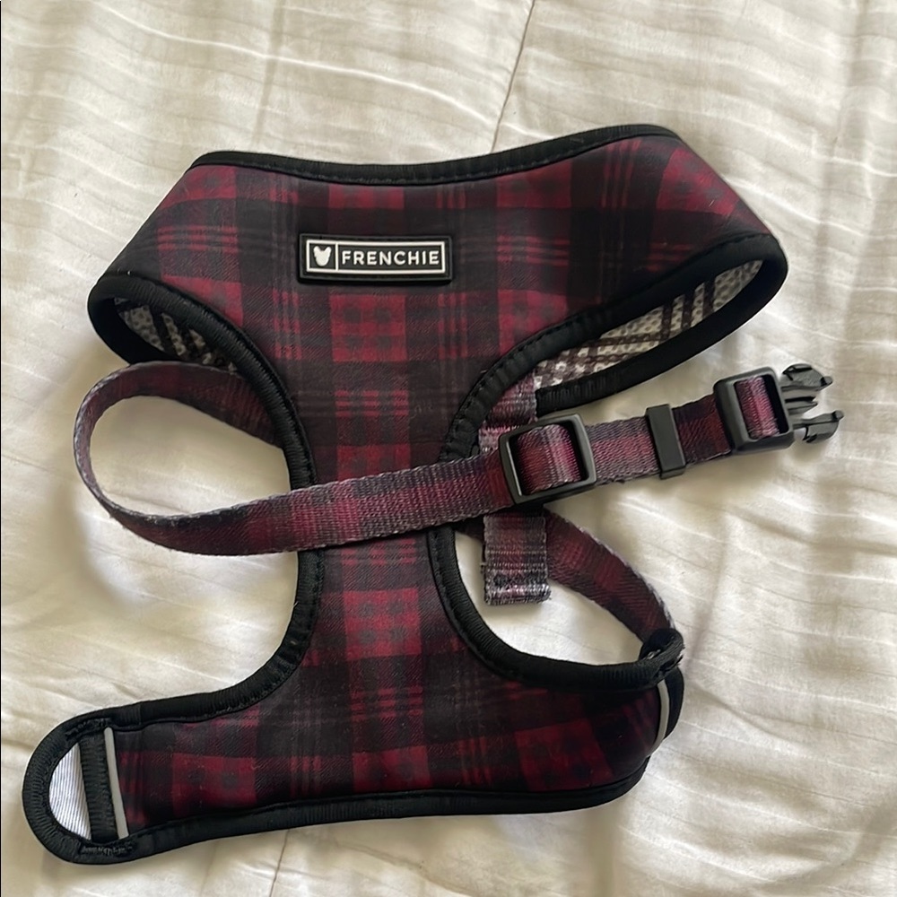 Frenchi Red and Black Plaid Dog Harness
